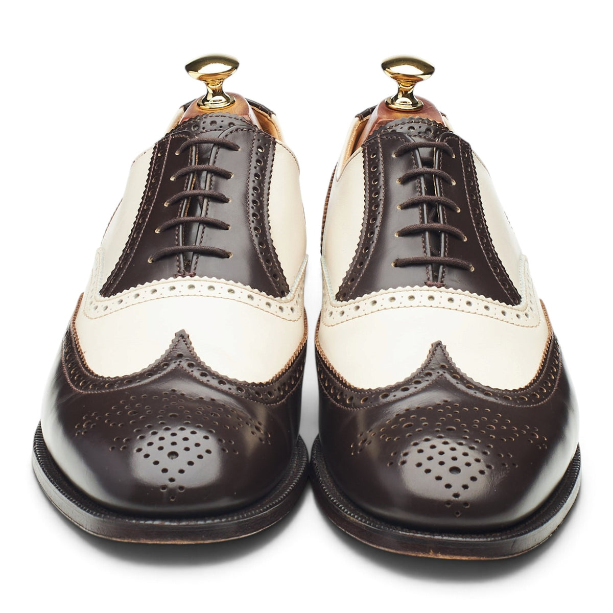 'Melly' Dark Brown & Cream Leather Oxford Spectator Brogues UK 9 F