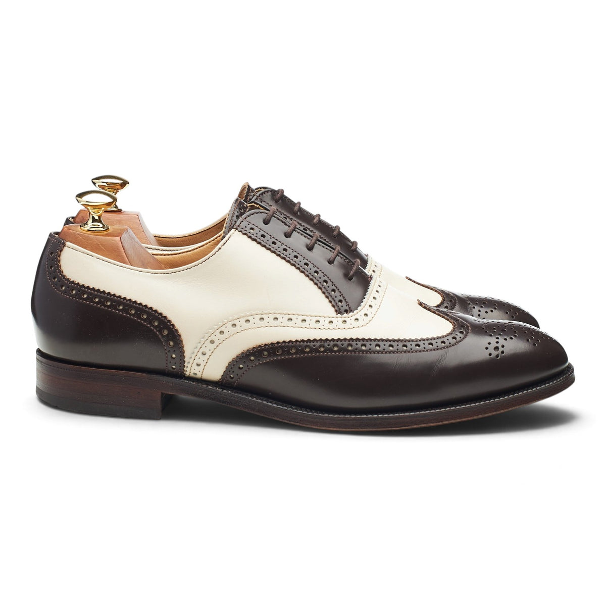 'Melly' Dark Brown & Cream Leather Oxford Spectator Brogues UK 9 F