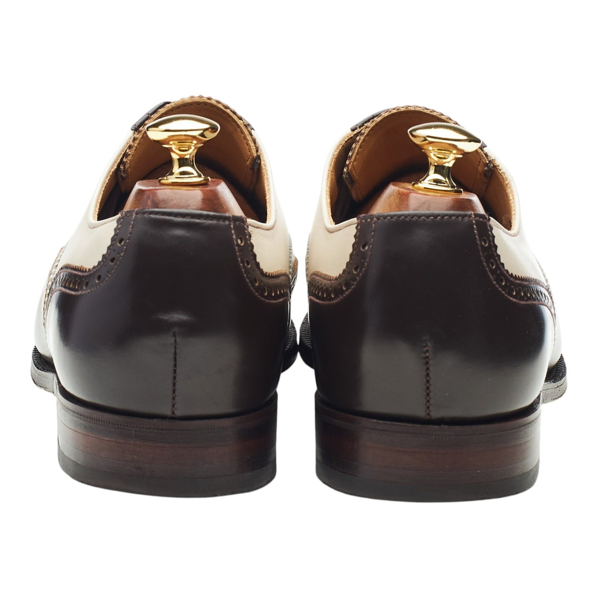 'Melly' Dark Brown & Cream Leather Oxford Spectator Brogues UK 9 F