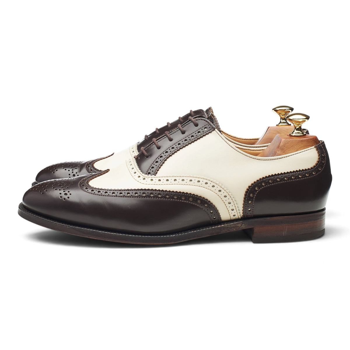 'Melly' Dark Brown & Cream Leather Oxford Spectator Brogues UK 9 F