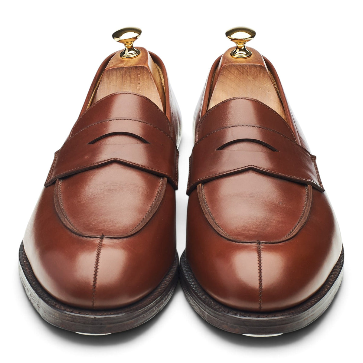 'Wantage' Brown Split Toe Leather Loafers UK 10.5 E