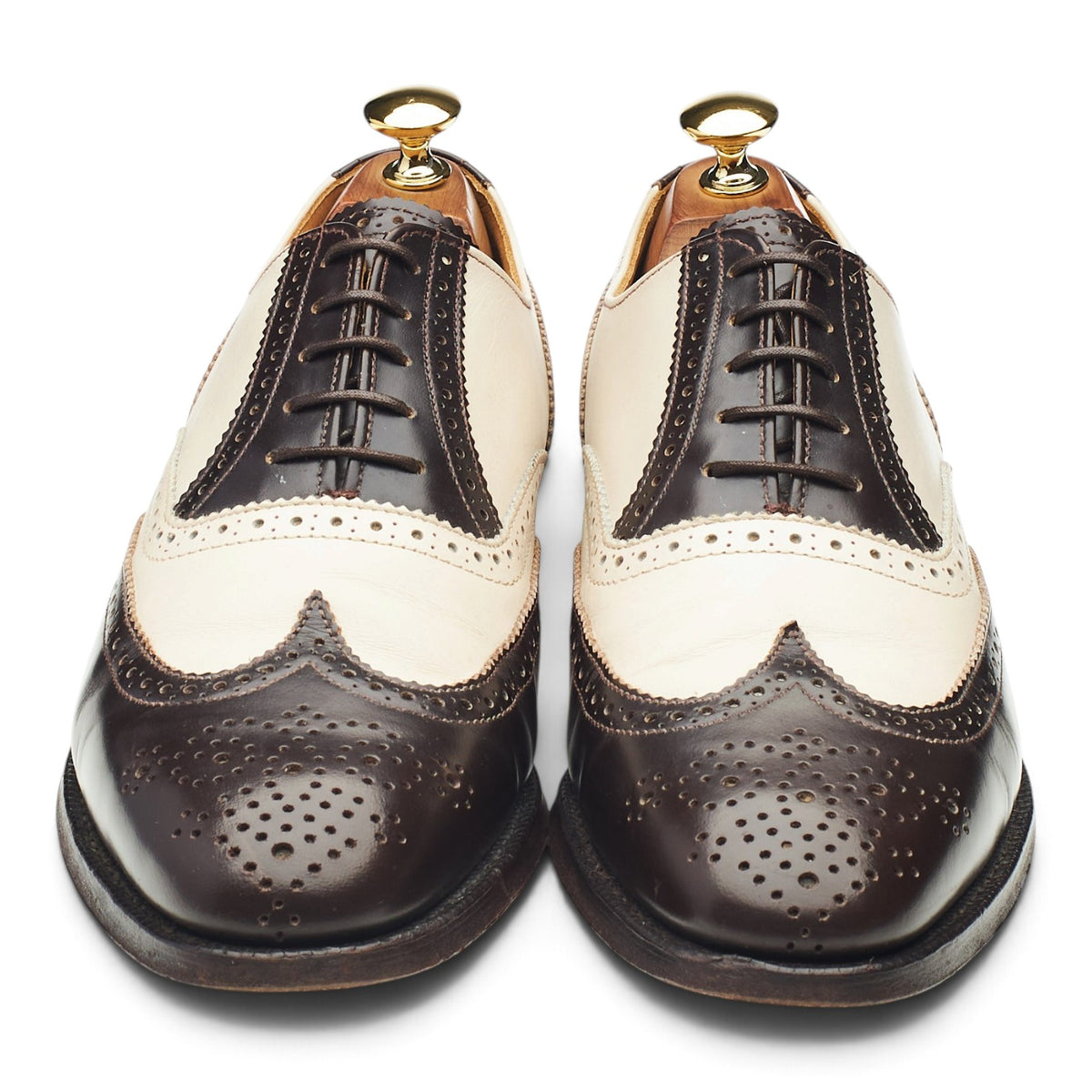 'Melly' Dark Brown & Cream Leather Oxford Spectator Brogues UK 7.5 F