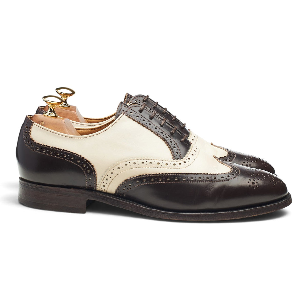 'Melly' Dark Brown & Cream Leather Oxford Spectator Brogues UK 7.5 F