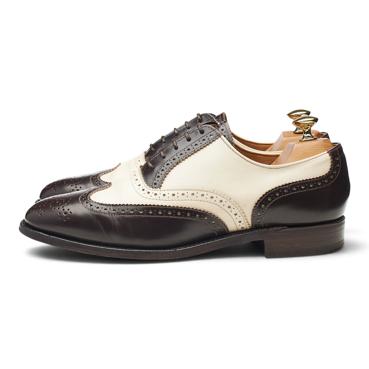 'Melly' Dark Brown & Cream Leather Oxford Spectator Brogues UK 7.5 F