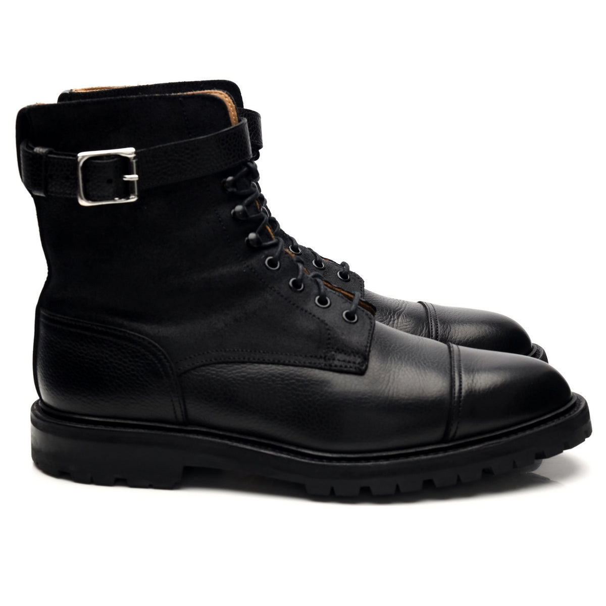 &#39;Aldershot&#39; Black Leather Boots UK 7 E