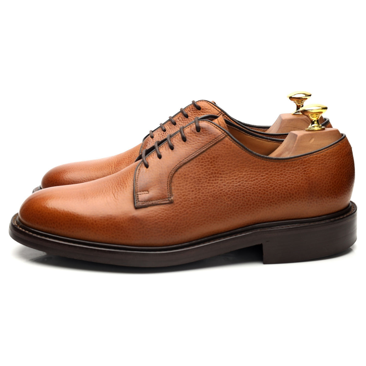 &#39;Nairn&#39; Tan Brown Grain Leather Derby UK 7.5 F