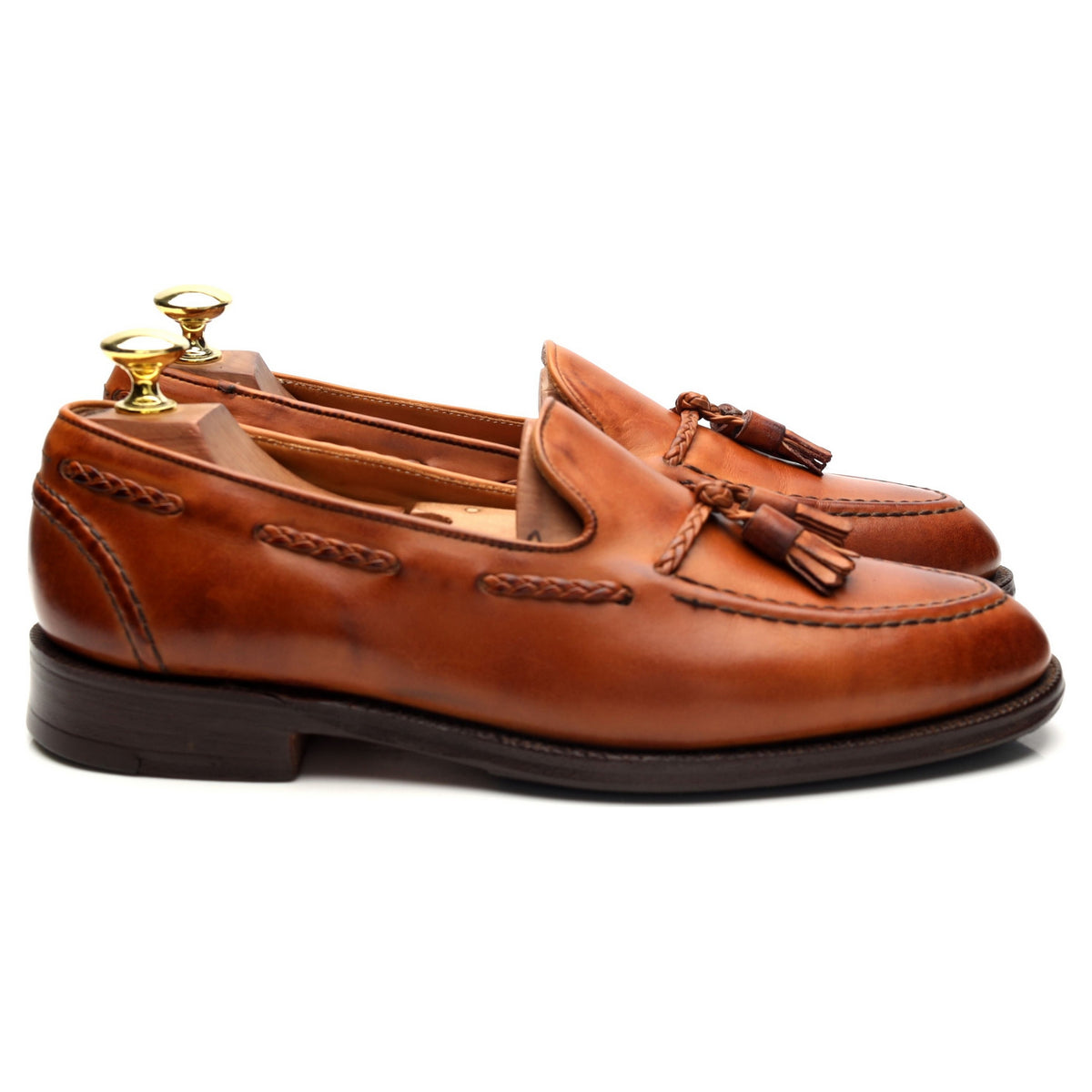 &#39;Matisse&#39; Tan Brown Leather Tassel Loafers UK 7 F