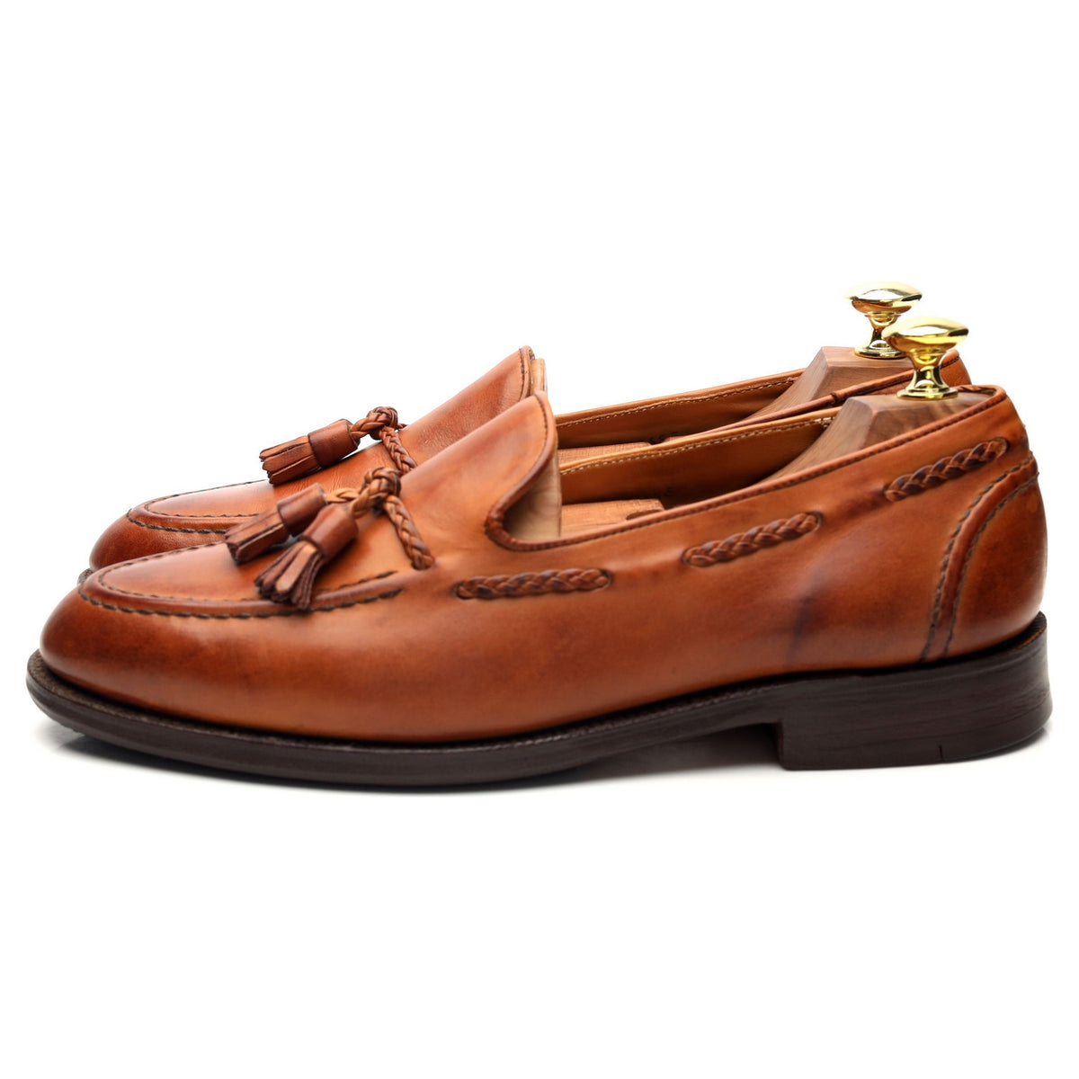 &#39;Matisse&#39; Tan Brown Leather Tassel Loafers UK 7 F