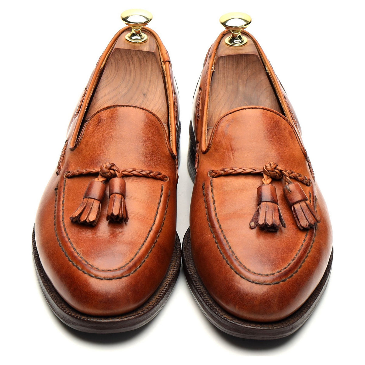 &#39;Matisse&#39; Tan Brown Leather Tassel Loafers UK 7 F