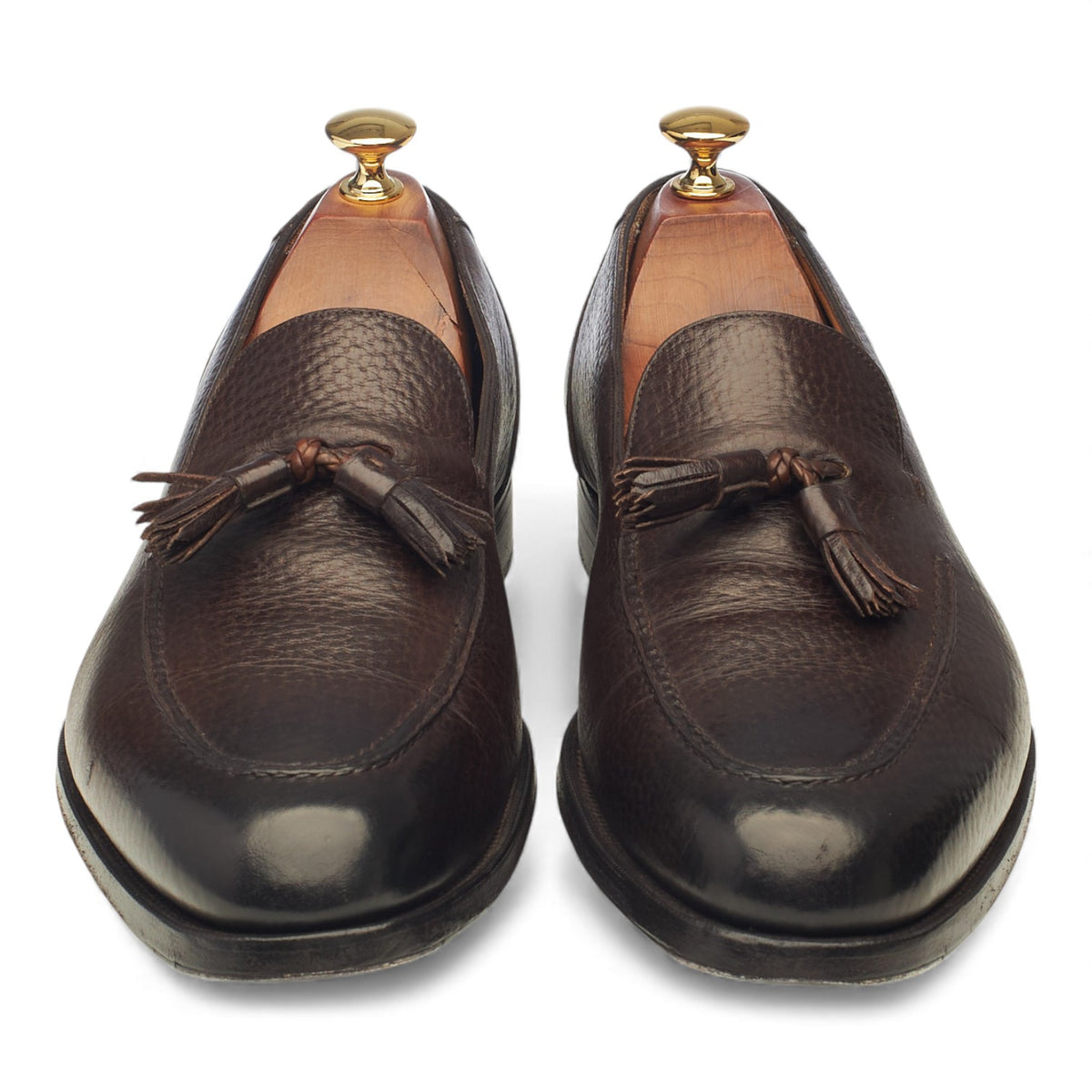'Corniche' Dark Brown Leather Tassel Loafers UK 9 F
