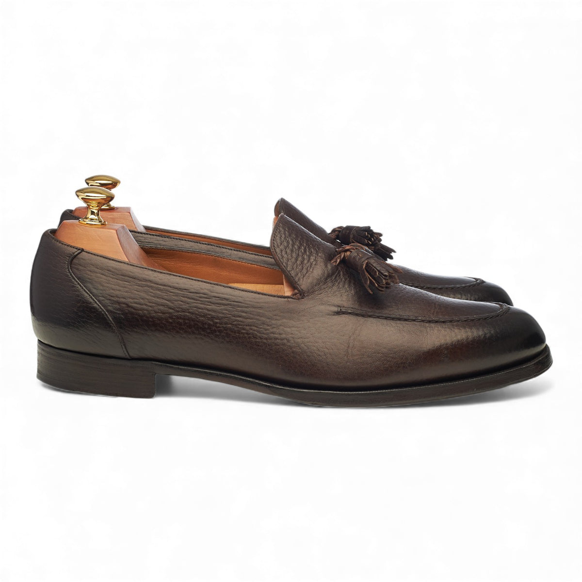'Corniche' Dark Brown Leather Tassel Loafers UK 9 F
