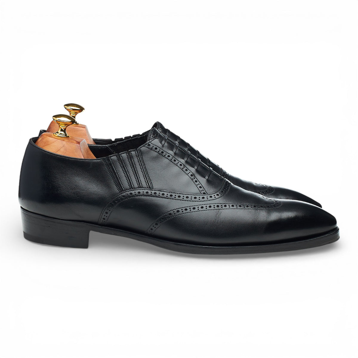 Deco 'Gilbert' Black Leather Slip On Brogues UK 10 E