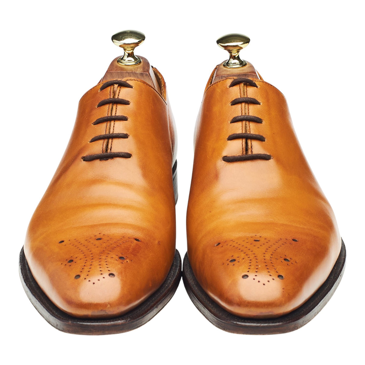 M&S Tan Brown Leather Wholecut Oxford UK 7.5 F