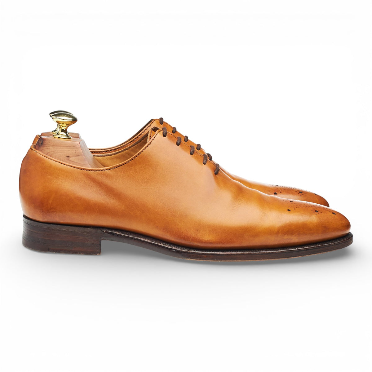 M&S Tan Brown Leather Wholecut Oxford UK 7.5 F