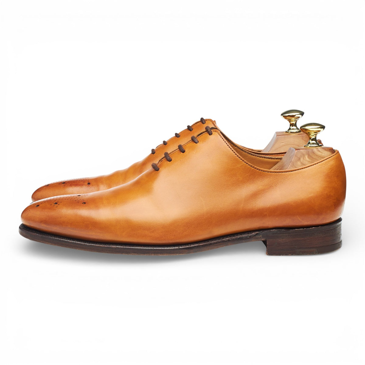 M&S Tan Brown Leather Wholecut Oxford UK 7.5 F