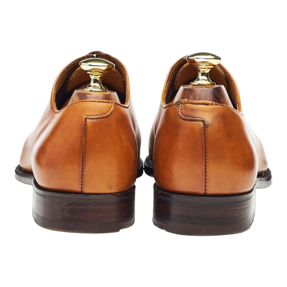 M&S Tan Brown Leather Wholecut Oxford UK 7.5 F