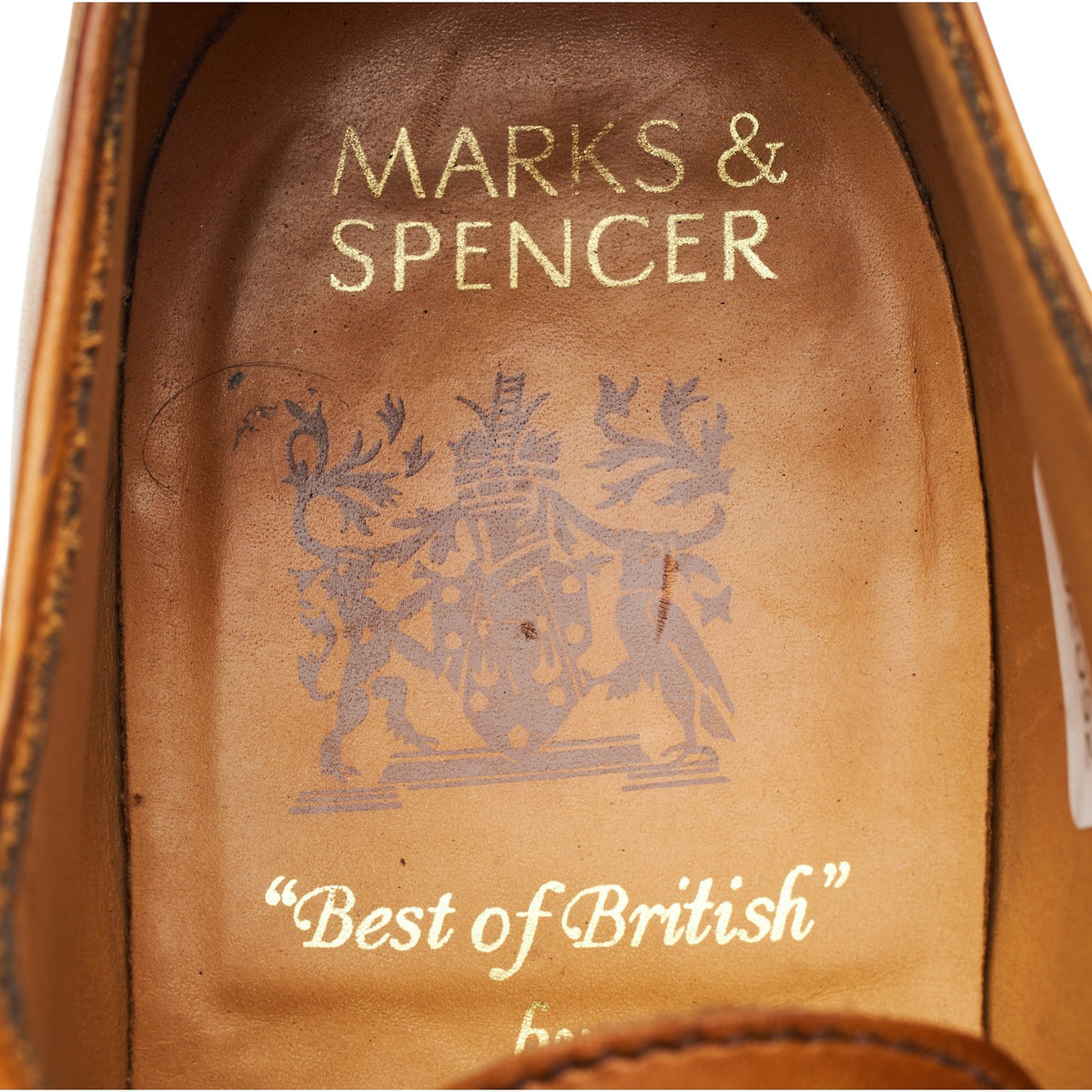 M&S Tan Brown Leather Wholecut Oxford UK 7.5 F