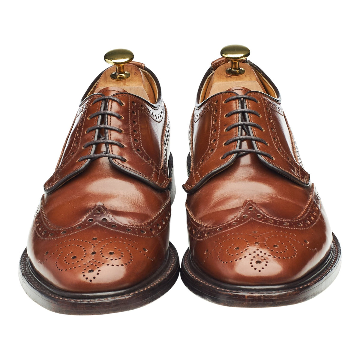 'Braemar' Tan Brown Leather Derby Brogue UK 8 F
