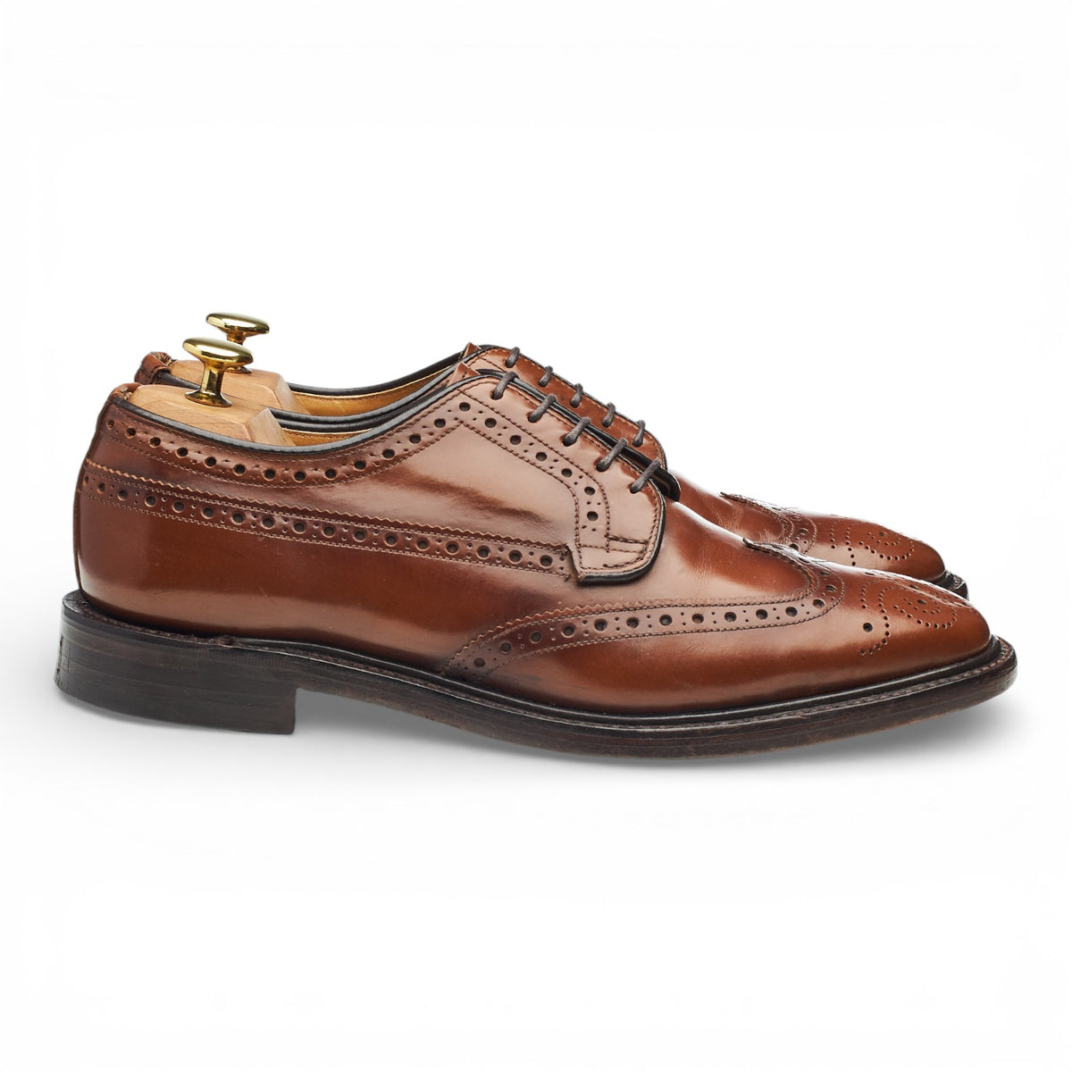 'Braemar' Tan Brown Leather Derby Brogue UK 8 F