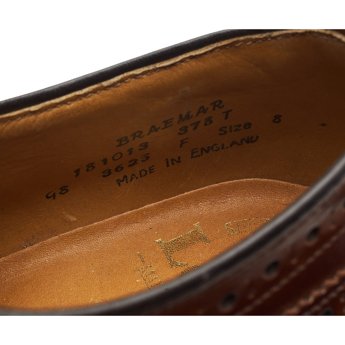 'Braemar' Tan Brown Leather Derby Brogue UK 8 F