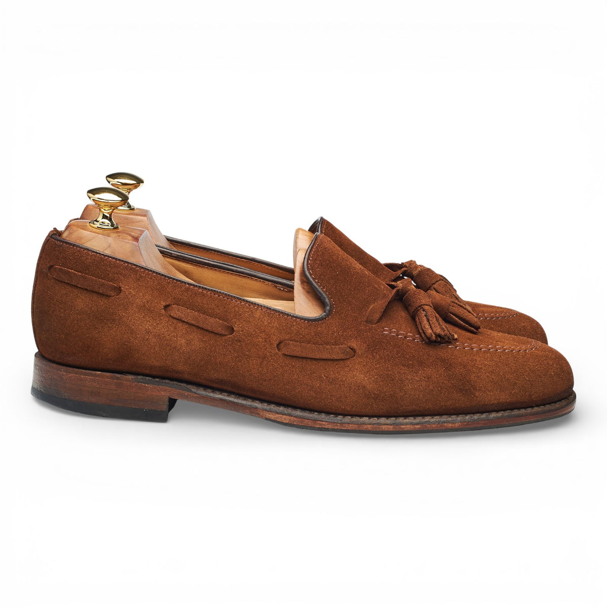 'Lincoln' Snuff Brown Suede Tassel Loafers UK 9 F
