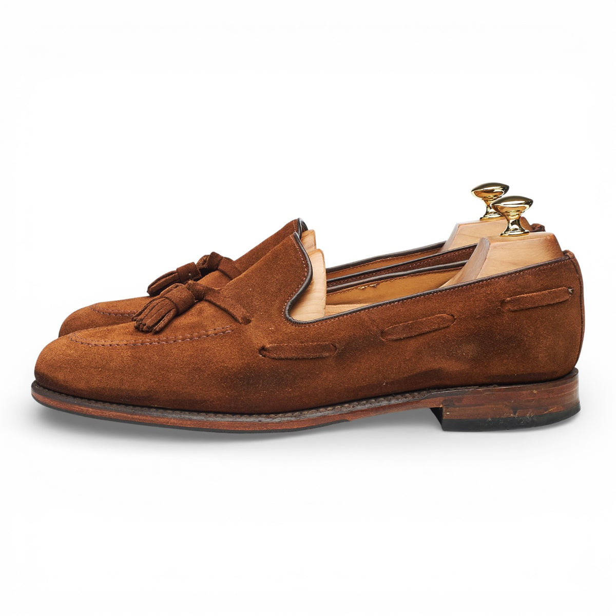 'Lincoln' Snuff Brown Suede Tassel Loafers UK 9 F