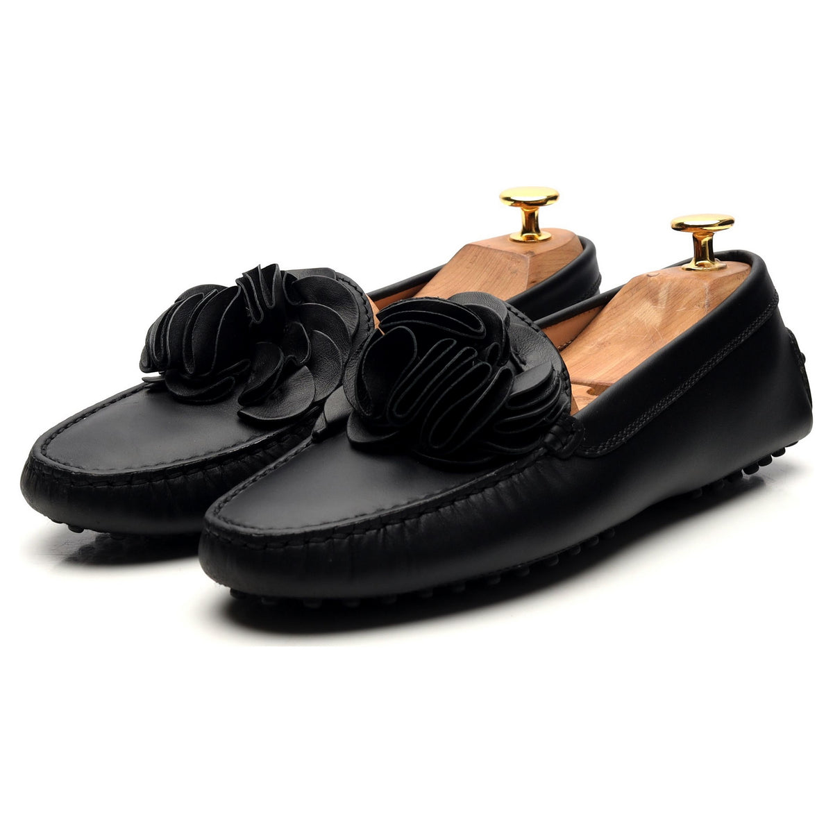 Women&#39;s Gommino Black Leather Driving Loafers UK 5 EU 38