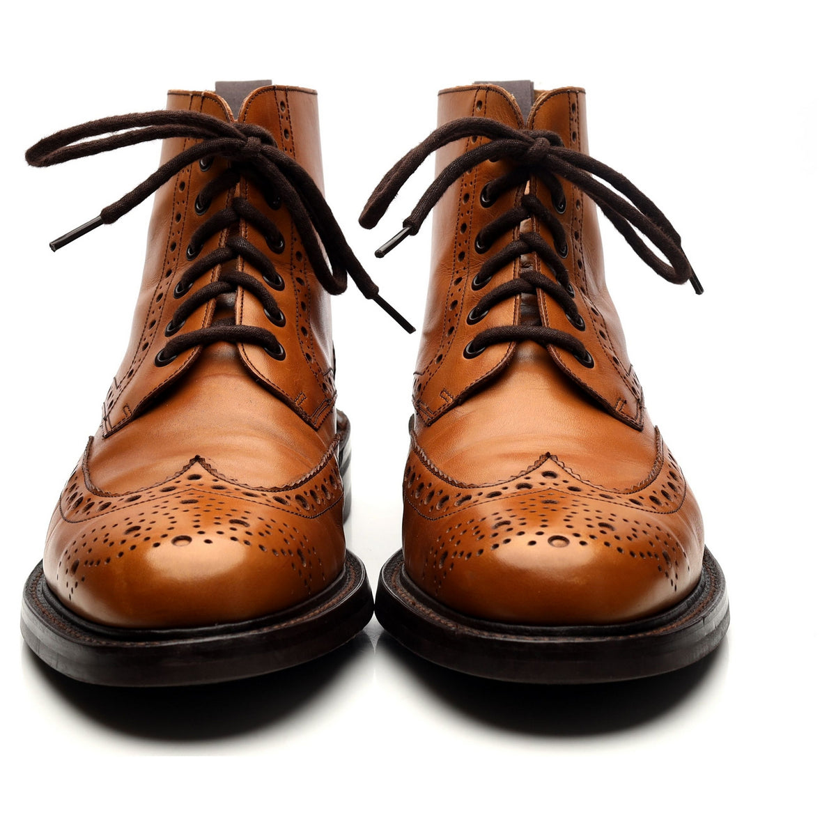 &#39;Harrison&#39; Tan Brown Leather Boots Brogues UK 9 F