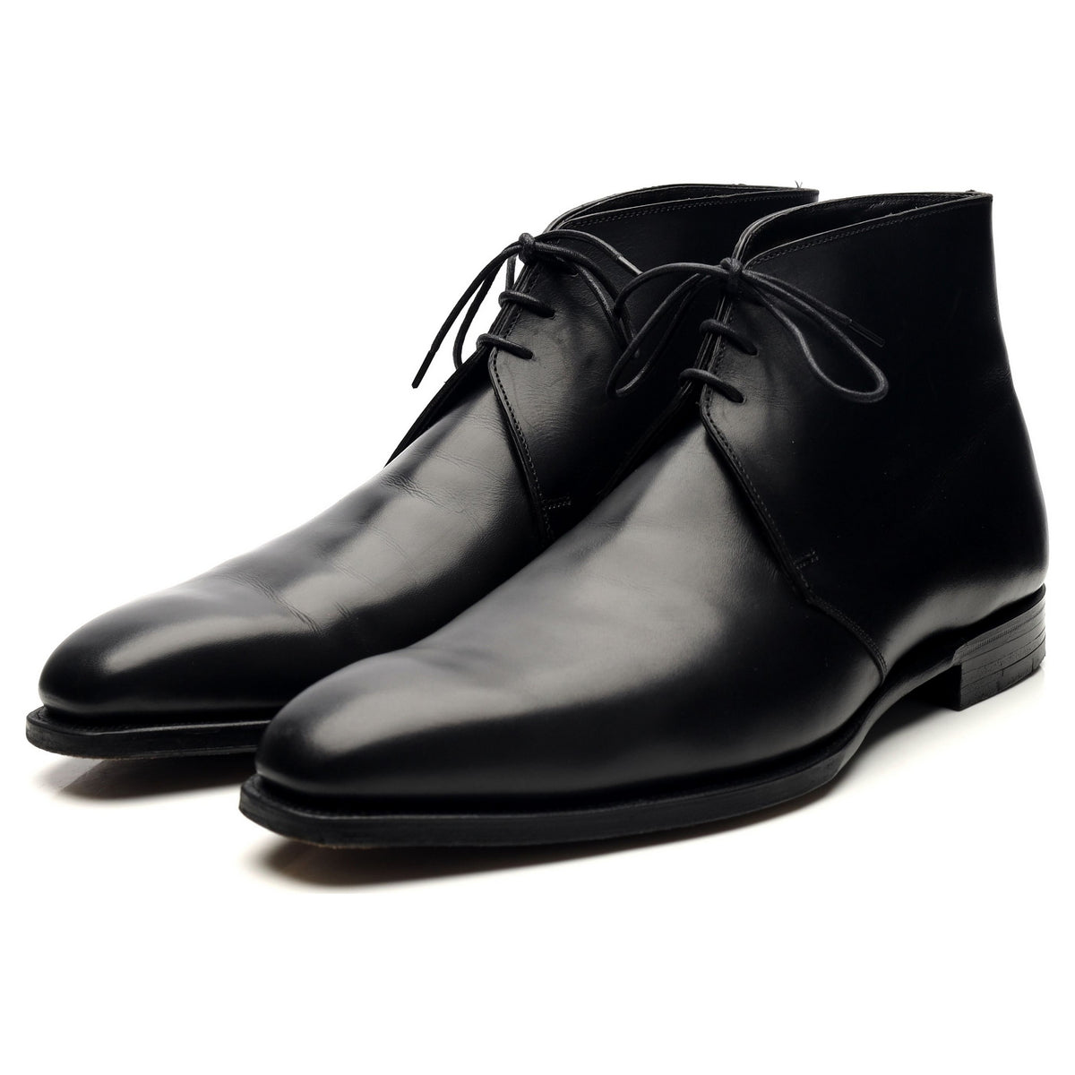 &#39;Nathan&#39; Black Leather Chukka Boots UK 9.5 E