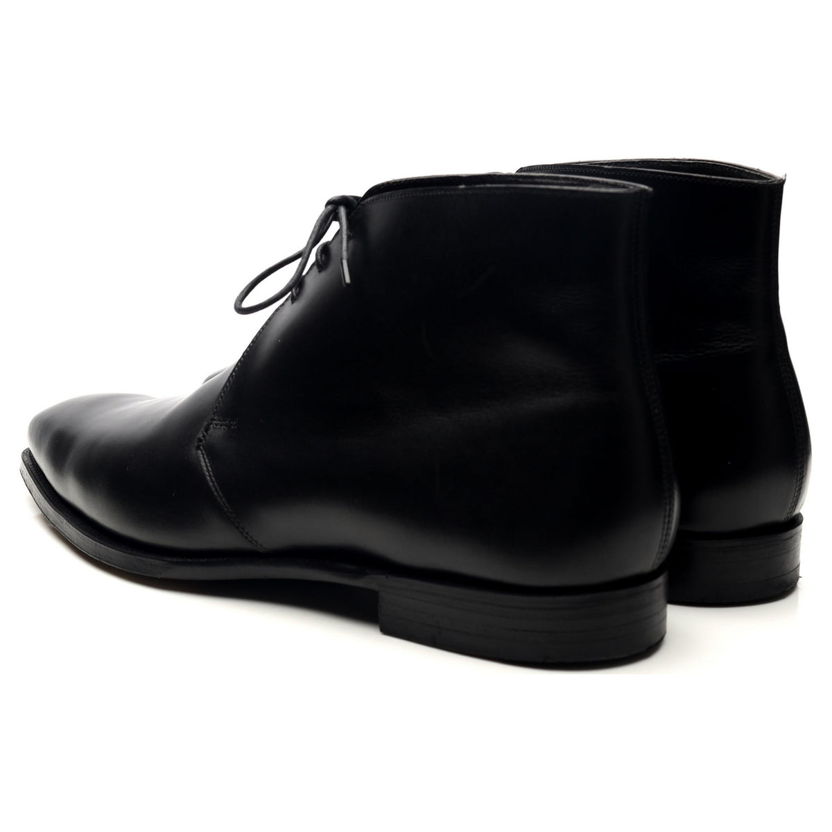 &#39;Nathan&#39; Black Leather Chukka Boots UK 9.5 E