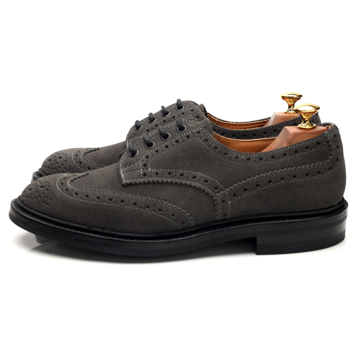 &#39;Bourton&#39; Grey Suede Derby Brogues UK 8.5