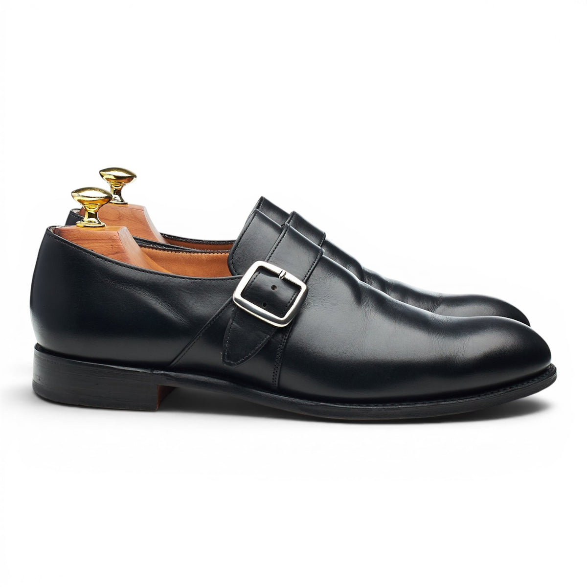 'William II' Black Leather Single Monk Strap UK 7.5 F