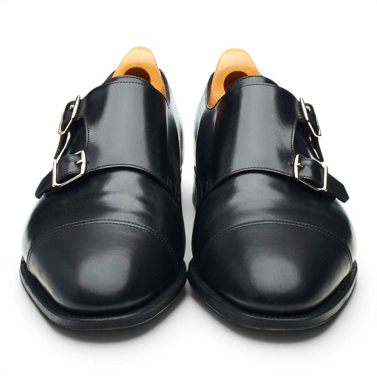 'William' Black Leather Double Monk Strap UK 7.5 EE