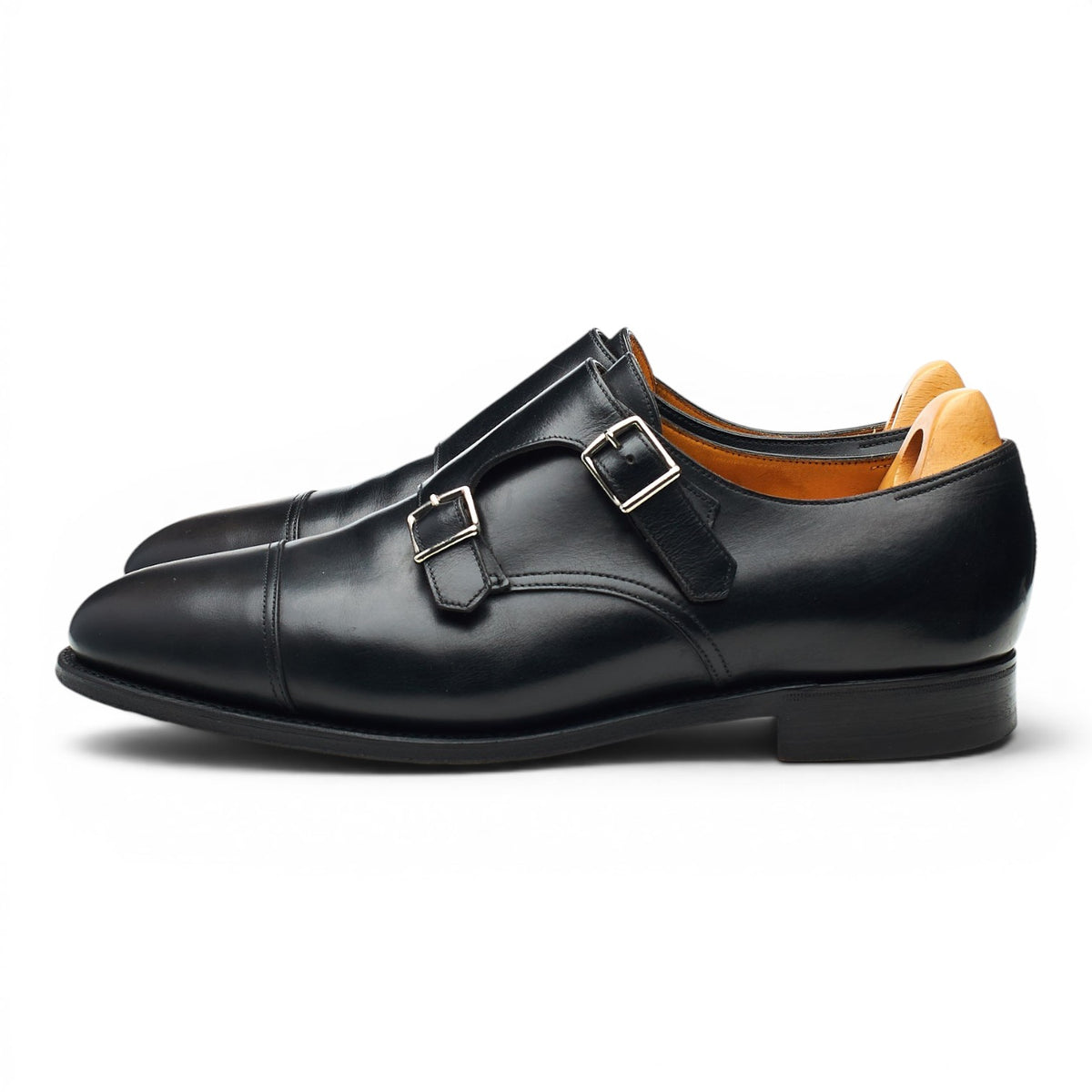 'William' Black Leather Double Monk Strap UK 7.5 EE