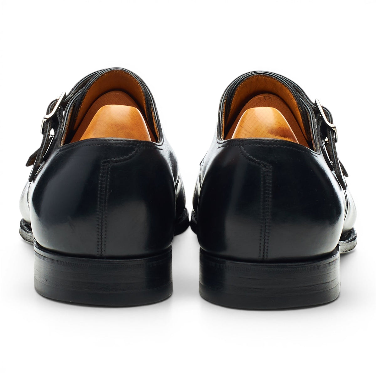 'William' Black Leather Double Monk Strap UK 7.5 EE