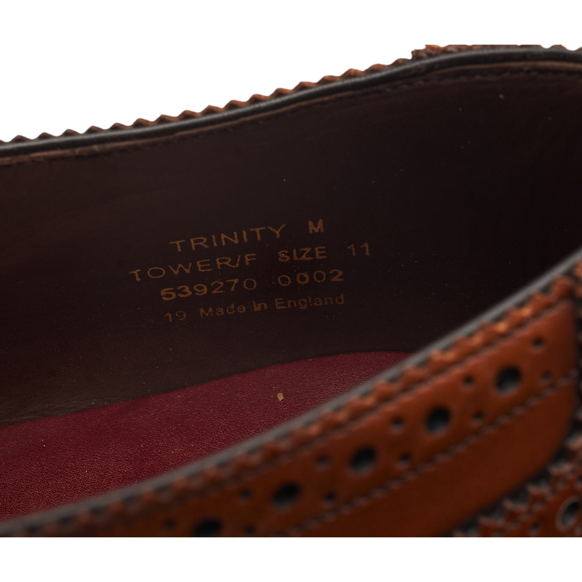 1880 Export Grade 'Trinity' Tan Brown Leather Oxford Brogues UK 11 F