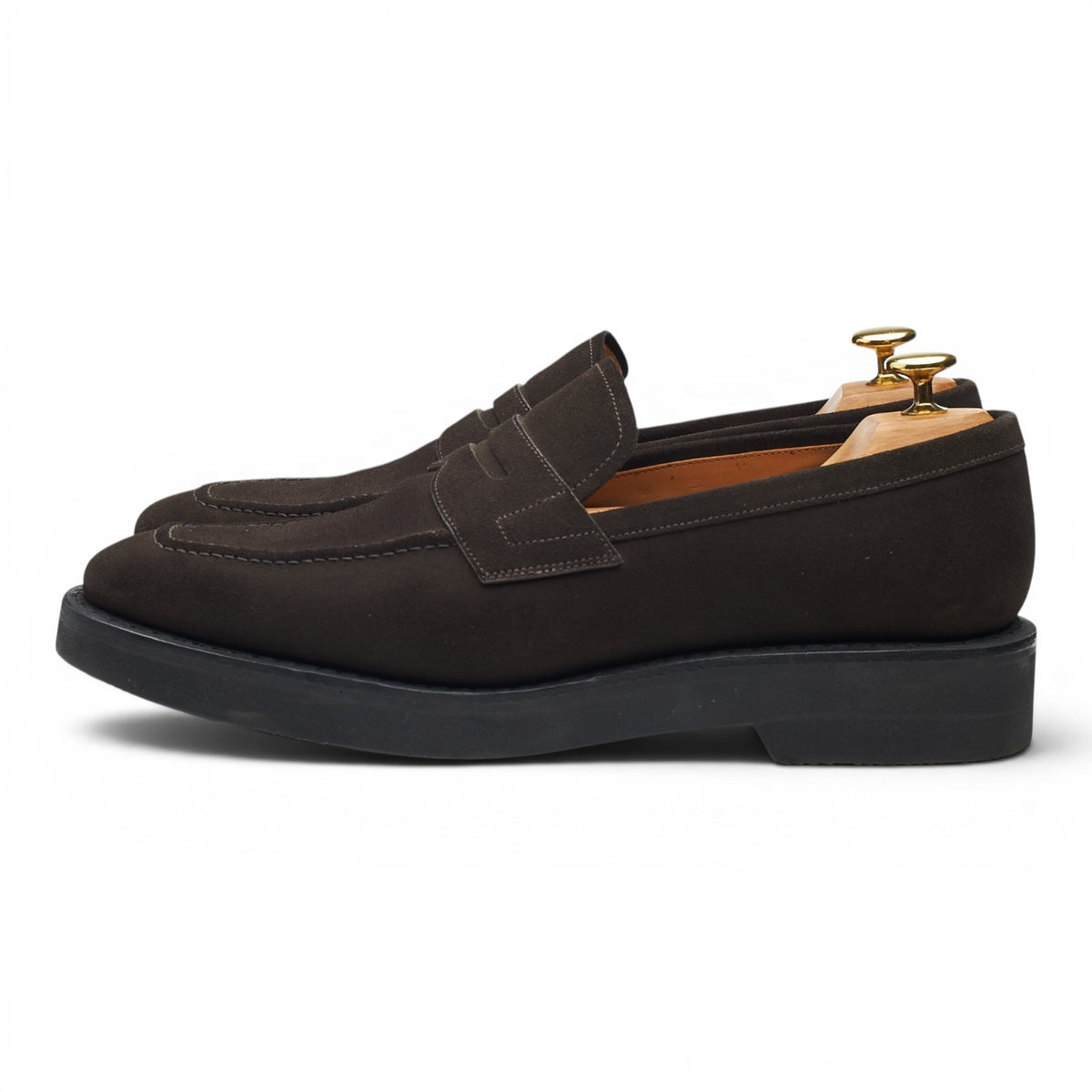 'Parham L' Dark Brown Suede Loafers UK 8
