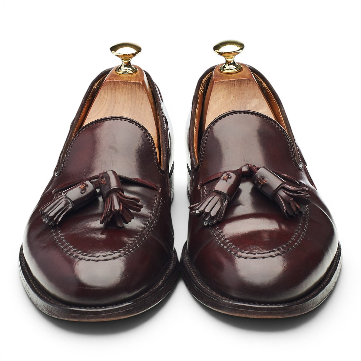 '563' Burgundy Cordovan Leather Tassel Loafers UK 7 US 8 E