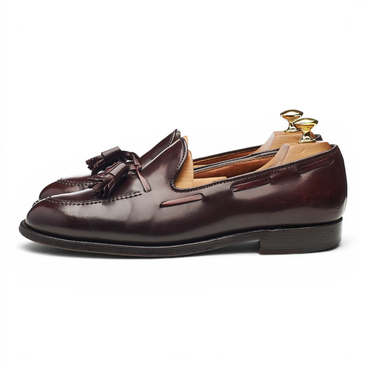 '563' Burgundy Cordovan Leather Tassel Loafers UK 7 US 8 E