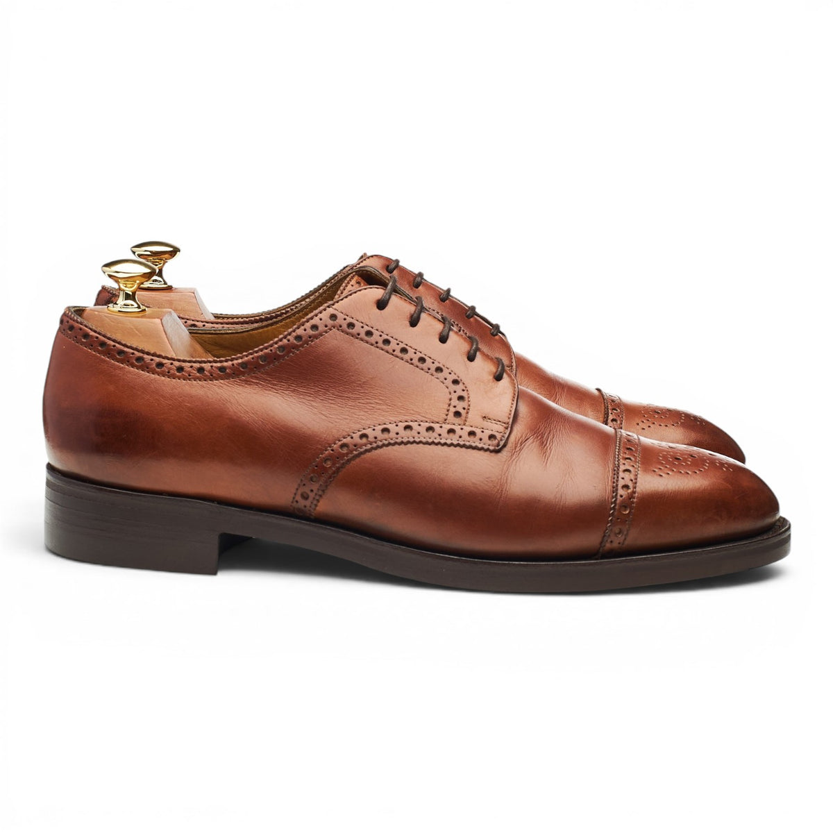 'Cardiff' Tan Brown Leather Derby Brogues UK 9.5 F