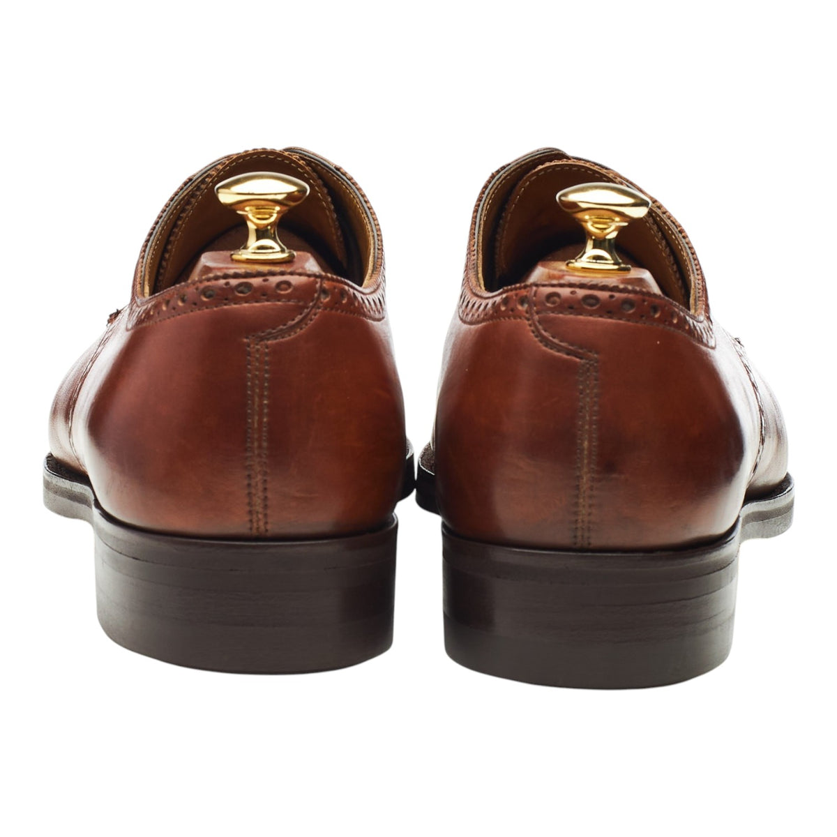 'Cardiff' Tan Brown Leather Derby Brogues UK 9.5 F