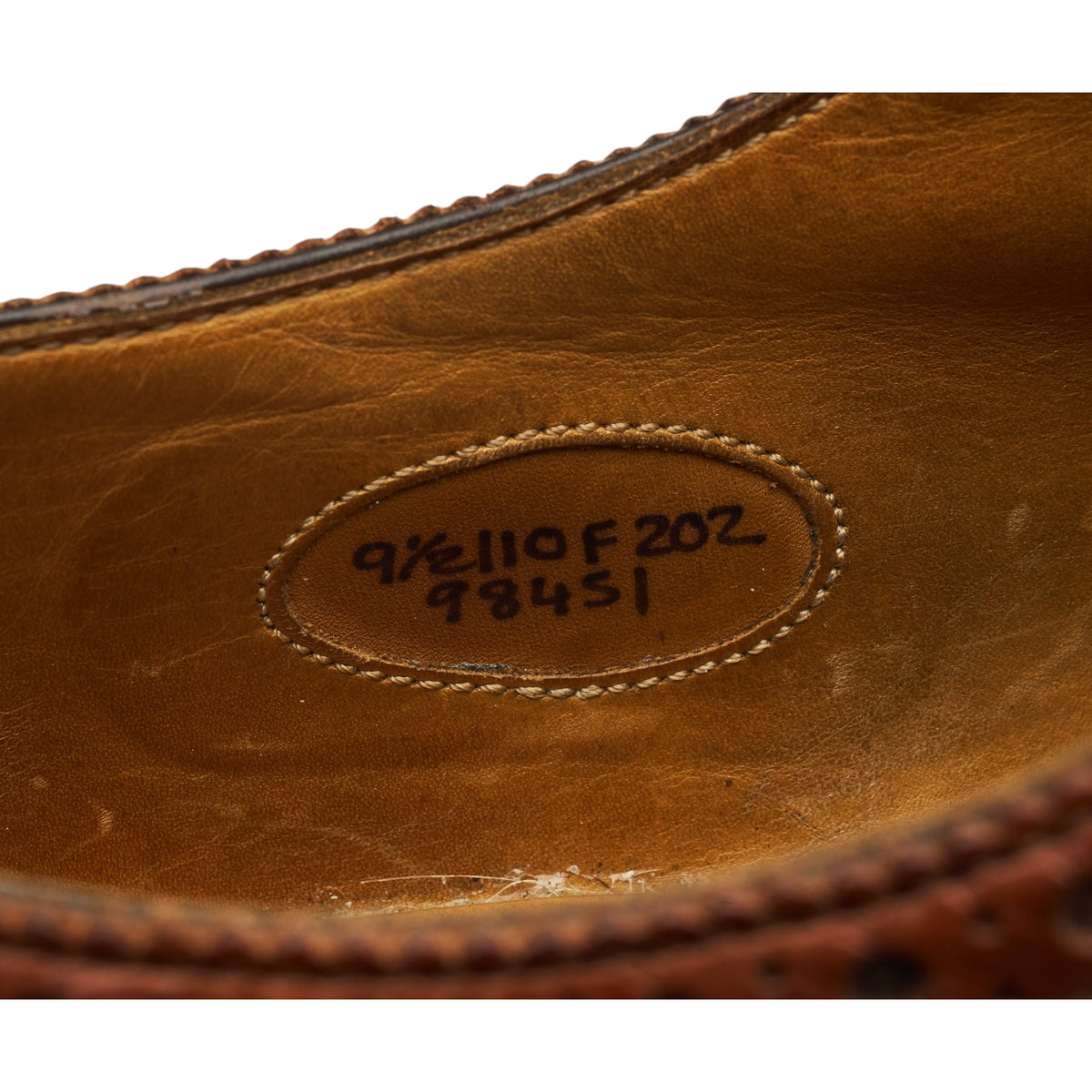 'Cardiff' Tan Brown Leather Derby Brogues UK 9.5 F