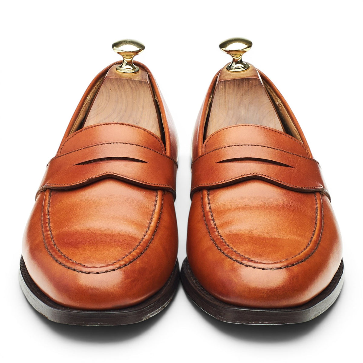 Peal & Co. Tan Brown Leather Loafers UK 8 US 9 D