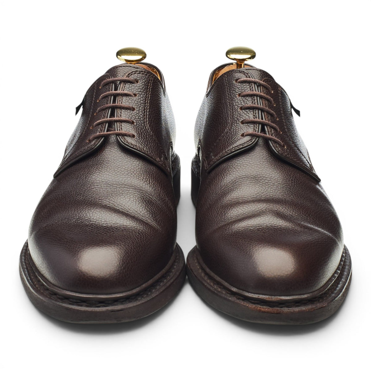 'Frenaye' Dark Brown Grain Leather Derby UK 8