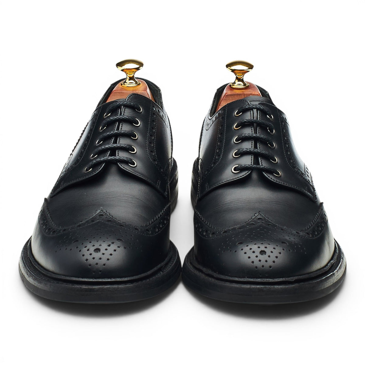 1880 'Worton' Black Leather Derby Brogues UK 9.5 G
