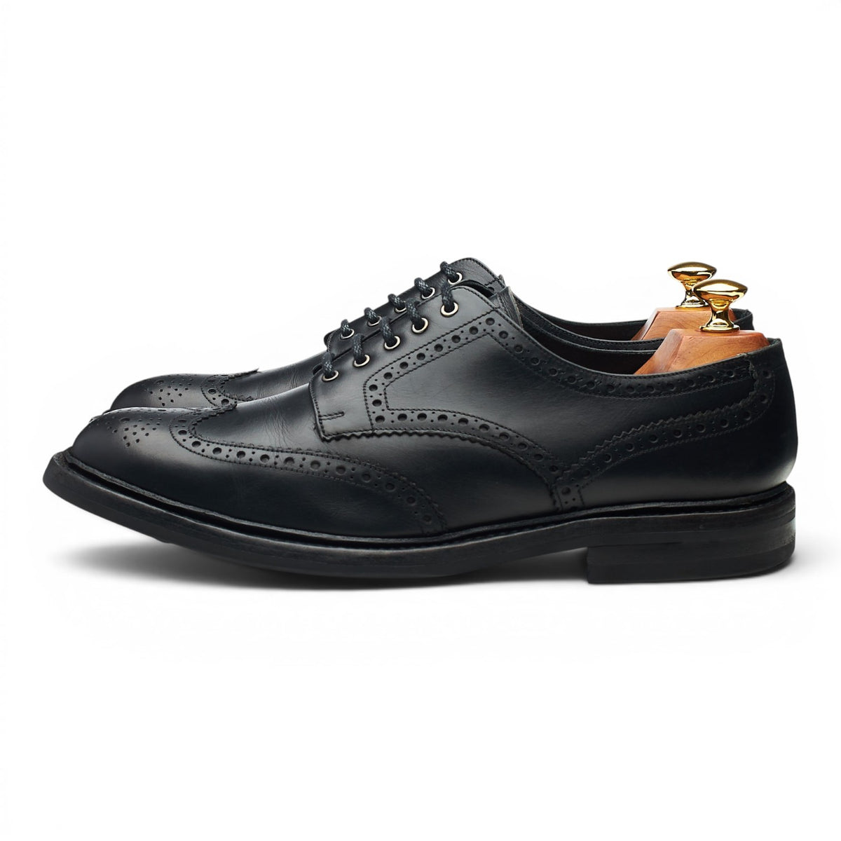 1880 'Worton' Black Leather Derby Brogues UK 9.5 G