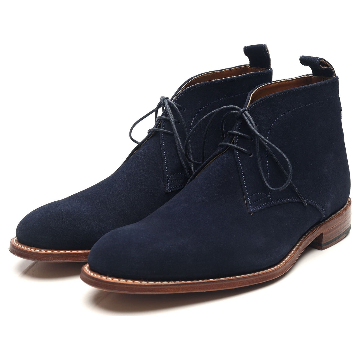 &#39;Marcus&#39; Navy Blue Suede Chukka Boots UK 8 F