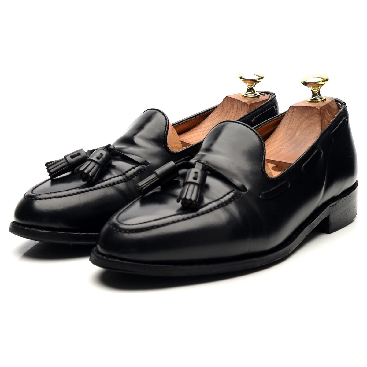 &#39;Windsor&#39; Black Leather Tassel Loafers UK 7.5 EX