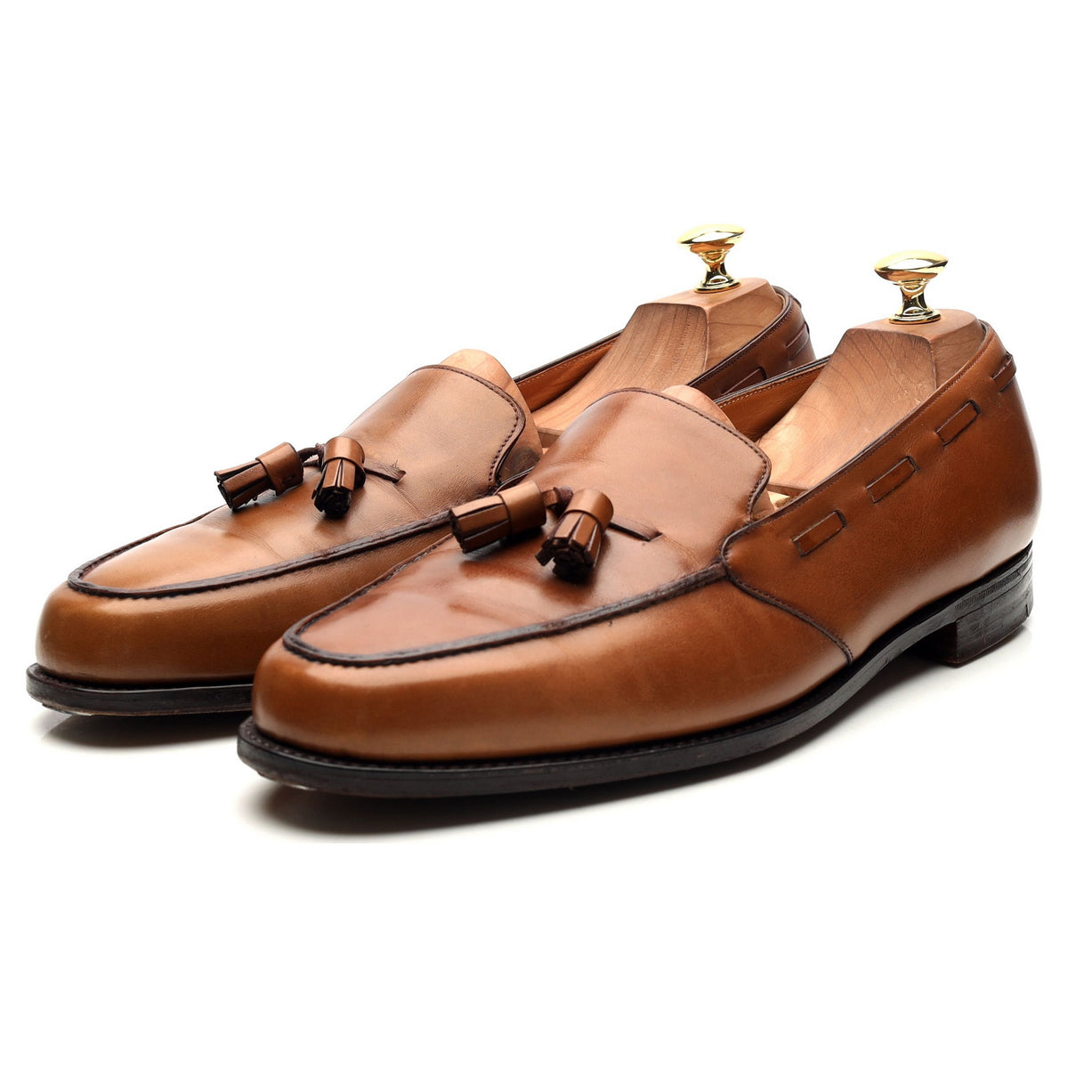 &#39;Palumbo&#39; Brown Leather Tassel Loafers UK 10.5 E