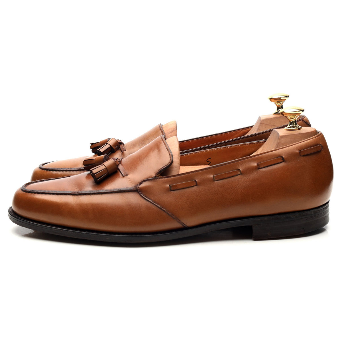 &#39;Palumbo&#39; Brown Leather Tassel Loafers UK 10.5 E